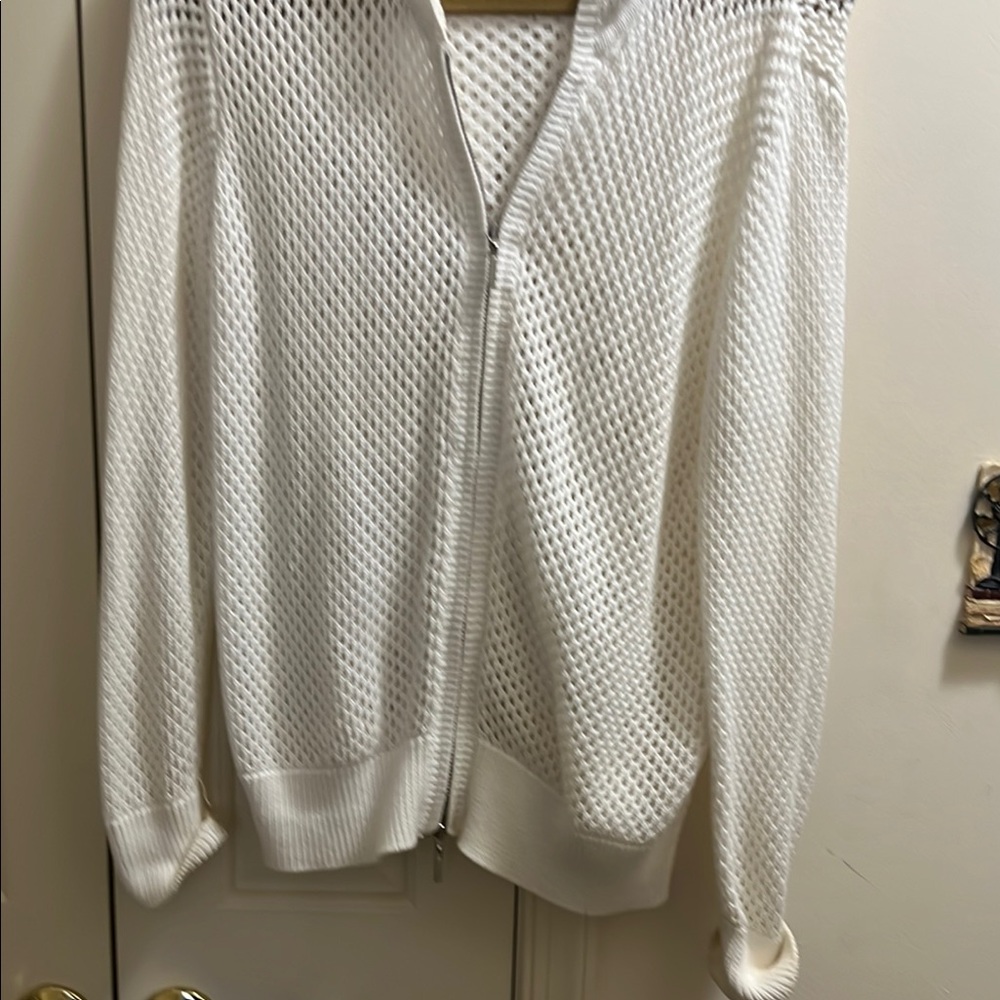 Chico's White Mesh Hoodie